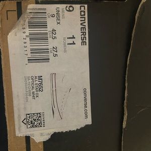 All star white low converse 9men/11women good condition with box